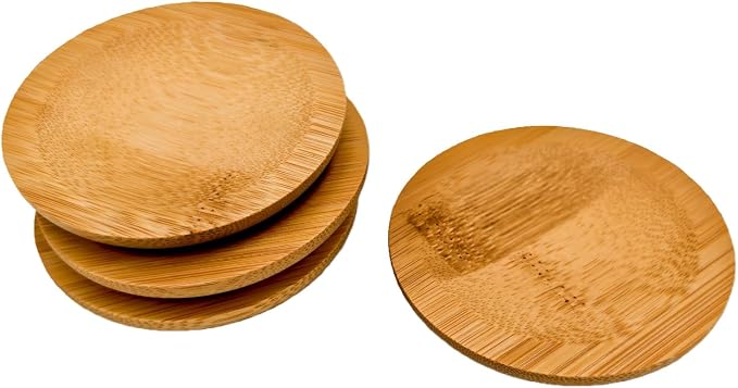 4PCS Mosaic Bamboo Coasters for Crafts, Blank Base Trays, Drinking Cup Coaster - Image 6