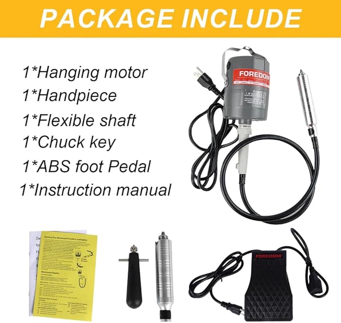 Hanging Flex Shaft Grinder 230W Rotary Tool with Stepless Speed Foot Pedal Rotary Carver 0-180000rmp for Carving, Buffing,Drilling,Polishing (4mm flexshaft)