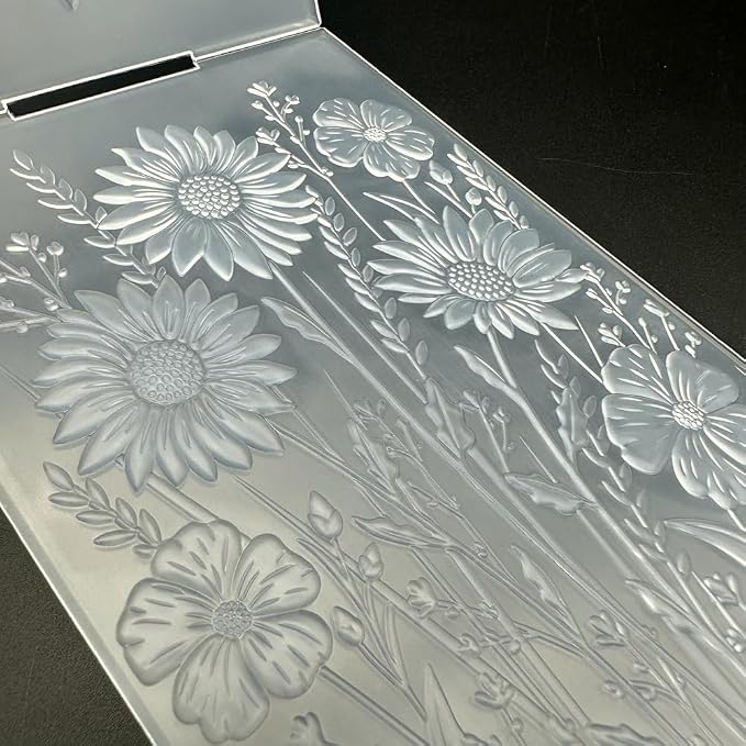 3D Plastic Embossing Folder Template Sunflowers and Flowers Texture 5x7 Inch - Image 6