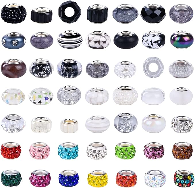 Aipridy Assortment European Large Hole Beads Spacer Beads Rhinestone Craft Beads - Image 3