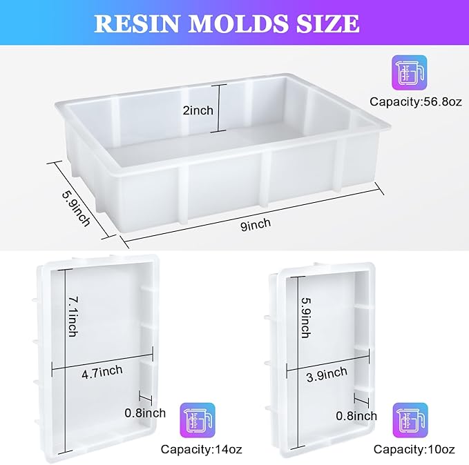 KISREL Large Rectangular Resin Molds, Epoxy Resin Casting Deep Silicone Mold - Image 2