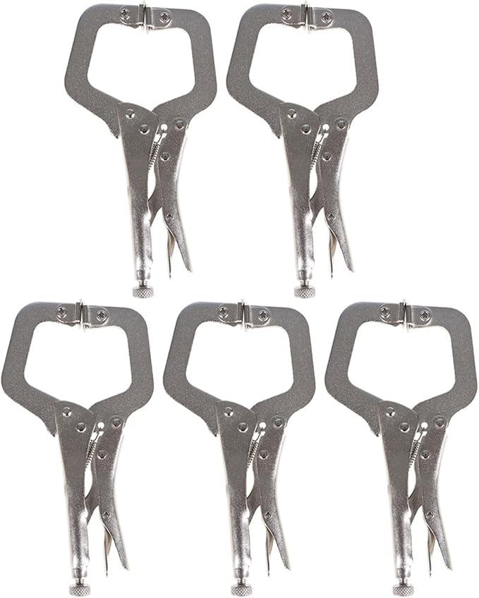 findmall 5Pcs 6 Inch Locking C Clamps with Swivel Pads Heavy Duty C-Type Locking Plier Table and Tool Vise Grip for Shop Home Farm and Automotive DIY Woodworking Welding Cabinetry Pocket Hole Joinery