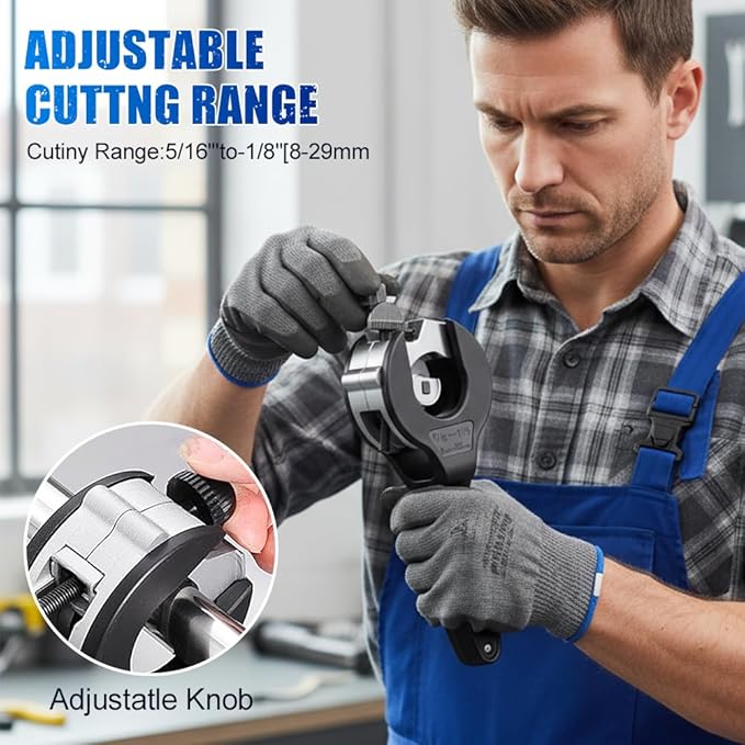 Ratcheting Tubing Cutter, 2 In 1 Close Quarters Tube Cutter 1/4" To 7/8", Large Bearing Type Ppr Pipe Ratchet Cutter, Adjustable Blade Pipe Cutting Tool with Replaceable Alloy PVC Steel Blade