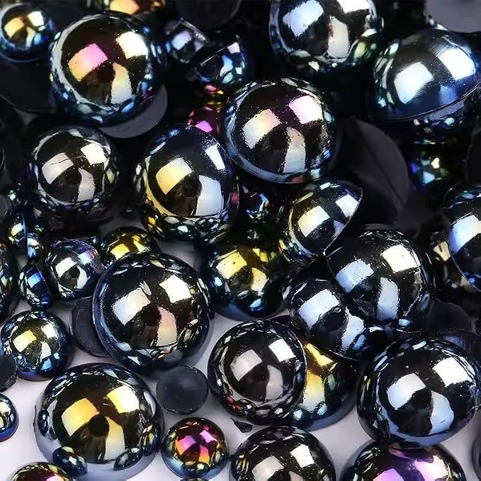 1000PCS Mixed Sizes 3/4/5/6/8/10mm Flatback Half Round Pearls Gems by Unknown