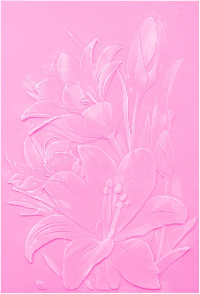 3D Embossing Folder for Card Making Lily Floral Background Plastic Embossing by CYFUNDESIGN
