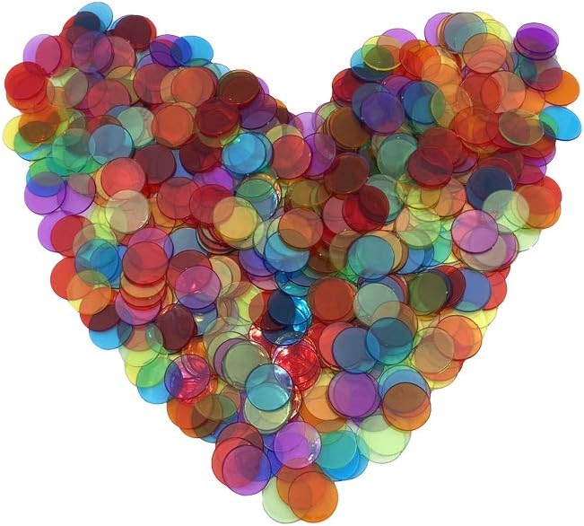 JUNWRROW 500 Pieces 3/4 inch Transparent 6 Color Bingo Counting Chips - Image 4