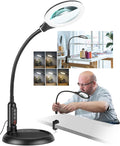 12X Magnifying Glass with Light and Stand, Real Glass, LED 5 Color Modes by RackydigPro