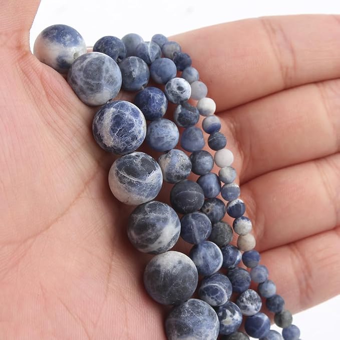 36pcs Natural Matte Blue Sodalite Gemstone Beads，10mm Frosted Round Loose Stone - Image 3