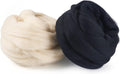 100G Black White Wool Roving for Needle Felting, Soft Chunky Wool Yarn by BoutigemJewelry
