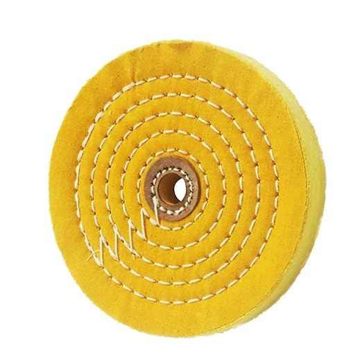 𝐋𝐮𝐨 𝐤𝐞 6'' 55 Ply Cotton Buffing Wheel - 1/2'' Arbor Medium Cloth Abrasive Cotton Buffing Polishing Wheel for Bench Grinder (Yellow)