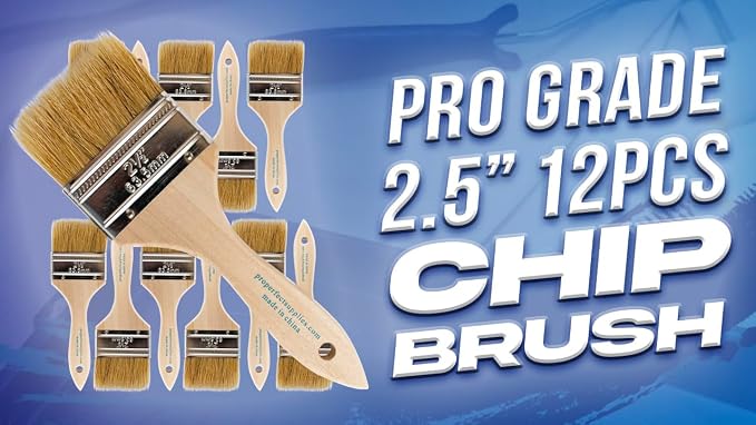 Pro Grade - Chip Paint Brushes - 12 Ea 2 Inch Chip Paint Brush Light Brown - Image 8