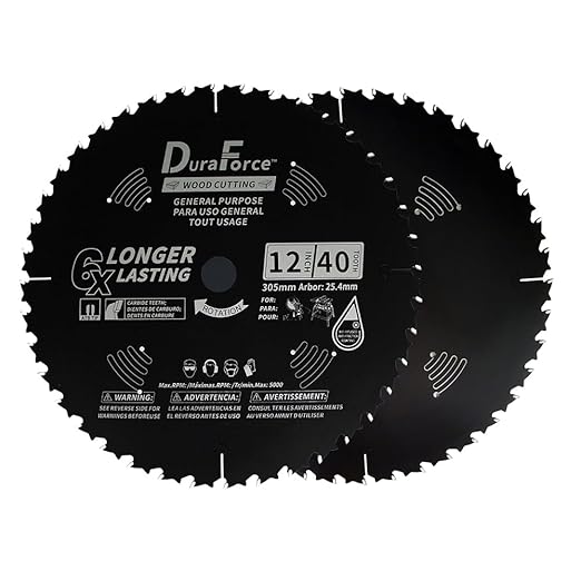 12 Inch 40 Tooth General Purpose ATB Saw Blade with 1 Inch Arbor & DuraGuard Nonstick Coating for Miter Saws and Table Saws