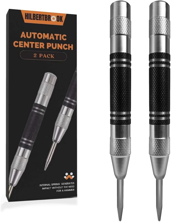 Automatic Center Punch 5 Inch Spring Loaded Center Punch Adjustable Tension Punch Tool for Metal Wood Glass Plastic 2 Pack