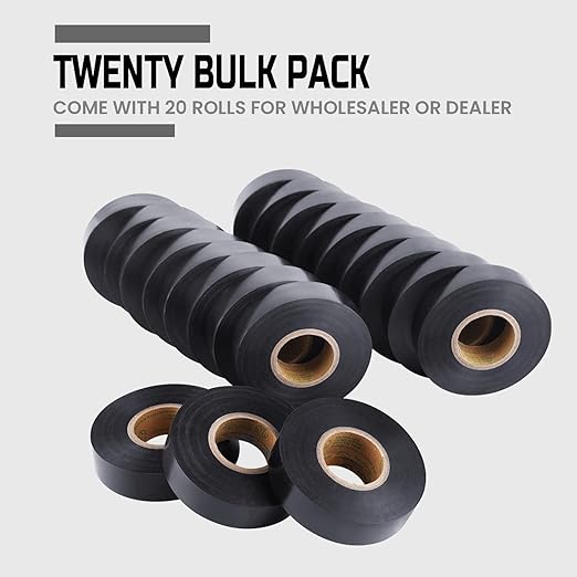 Lichamp 20-Pack Black Electrical Tape Waterproof, 3/4 in x 66ft, Industrial Grade UL/CSA Listed High Temp Electrical Tape Electric Super Vinyl