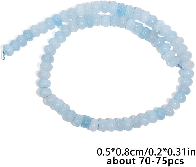 Songxi 5x8mm Natural Aquamarine Stone Rondelle Beads, Gemstone - Image 4