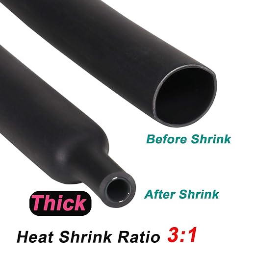 2 Pcs 3/4 inch (Diameter) 3:1 Waterproof Heat Shrink Tubing Kit, Large Marine Dual Wall Adhesive Shrinkable Wire Wrap Tube, Insulation Sealing Cable Protector by YUKSY (4ft, Black & Red)