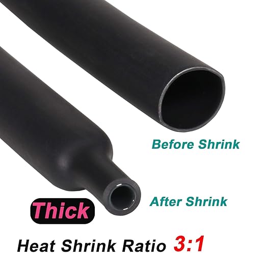 3/4 inch (Diameter) 3:1 Waterproof Heat Shrink Tubing Kit, Large Marine Dual Wall Adhesive Shrinkable Wire Wrap Tube, Insulation Sealing Wear-Resistant Cable Protector by YUKSY (4ft, Black)