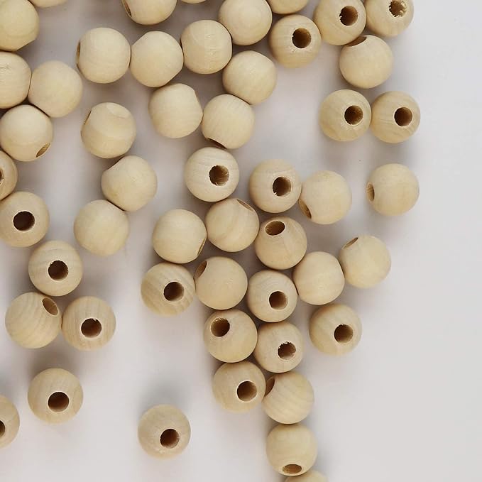 100pcs DIY 18mm Natural Wood Beads Unfinished Round Wooden Loose Spacer Beads - Image 6