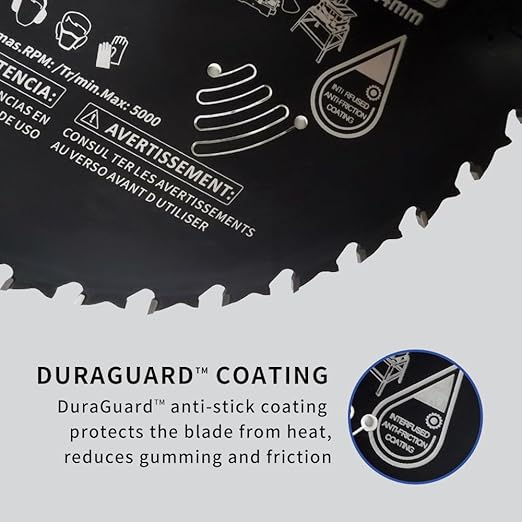 12 Inch 40 Tooth General Purpose ATB Saw Blade with 1 Inch Arbor & DuraGuard Nonstick Coating for Miter Saws and Table Saws