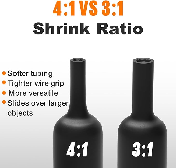 Lsnisni 3.54 Inches Heat Shrink Tubing Kit 100 Pcs, Ratio 4:1 Adhesive Lined, Dual Wall Tube - Marine Grade Waterproof, 5 Diameters, Heat-Shrink Tube, Heat Shrink Cable Sleeve - Black