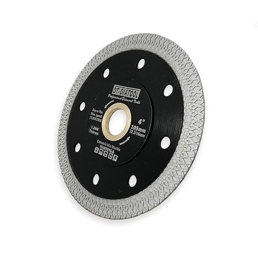 DT-DIATOOL Diamond Tile Blade 4 Inch Diamond Turbo X Mesh Rim Segement Circular Saw Blade for Procelain Ceramic Stoneware Marble Granite Fits 5/8"-7/8" Arbor