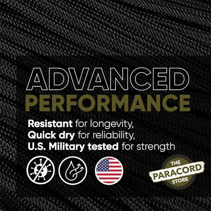 The Paracord Store | Type III 550 Paracord - 100 FT Hank, Emerald Green | Heavy Duty 7 Strand Tactical Paracord - USA Made Nylon Outdoor Parachute Cord for Camping, Fishing & More - Survival Cord