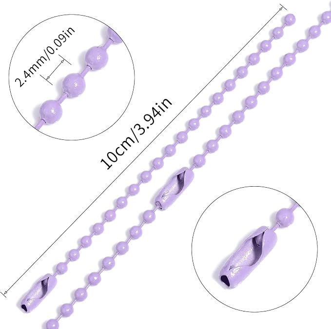 Lemonkey 100Pcs Ball Beads Chains Bulk, 4 Inch Dog Tag Metal Small Chains - Image 2