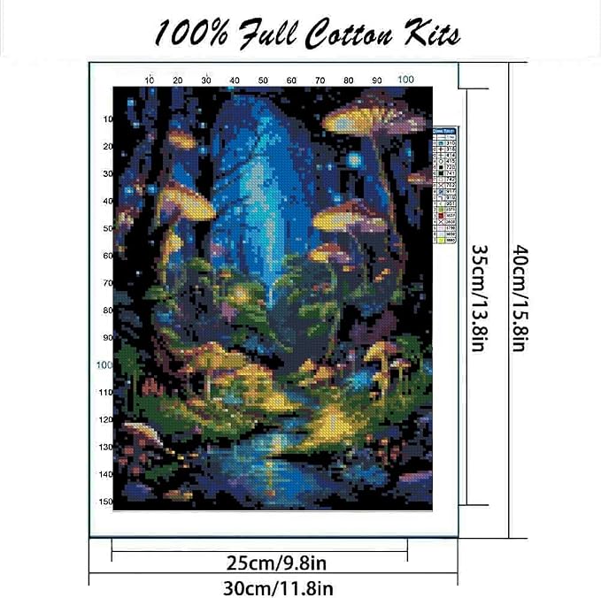 Glow Forest Cross Stitch Kits, Embroidery Starter Kit - Image 2