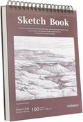 Crehatos 9" x 12" Sketch Book, Top Spiral Bound Sketch Pad, 100 Sheets by Crehatos