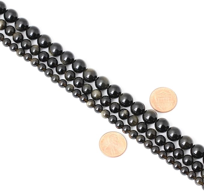 45PCS 8mm Natural Golden Obsidian Gemstone Round Loose Beads Crystal Energy - Image 6