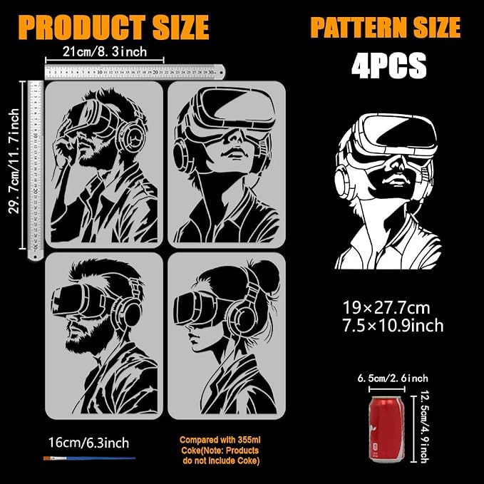 FINGERINSPIRE 4PCS Virtual Reality Pattern Stencils - Image 2