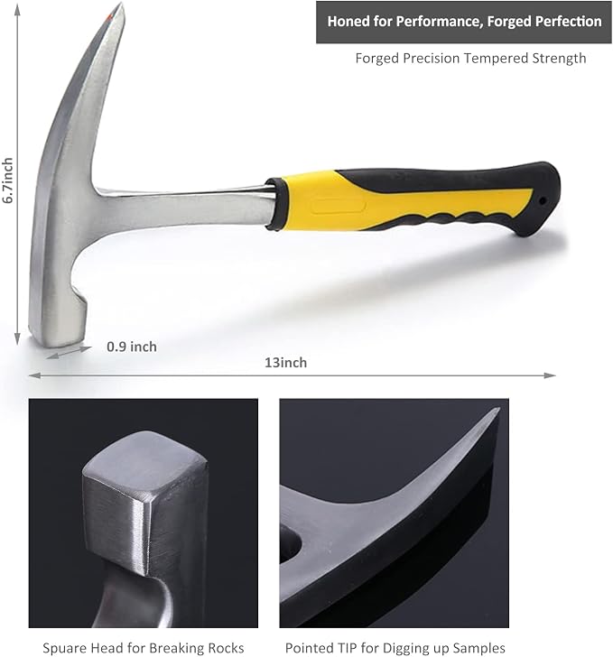 17PCS Geology Rock Pick Hammer Kit, 32oz Hammer & 3 PCS Digging Chisels Set - Image 2