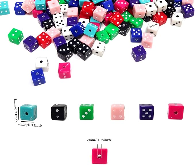 Honbay 200PCS Acrylic Dice Beads Multicolor Cube Loose Beads White Dots DIY - Image 2