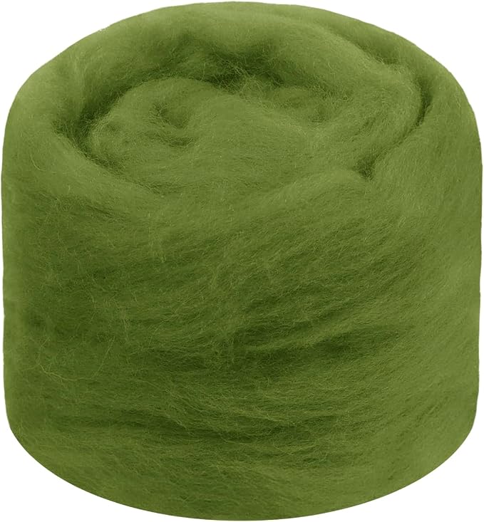 JeogYong Needle Felting Wool, 1.76oz Wool Roving Chunky Wool Yarn, Olive Green by JeogYong