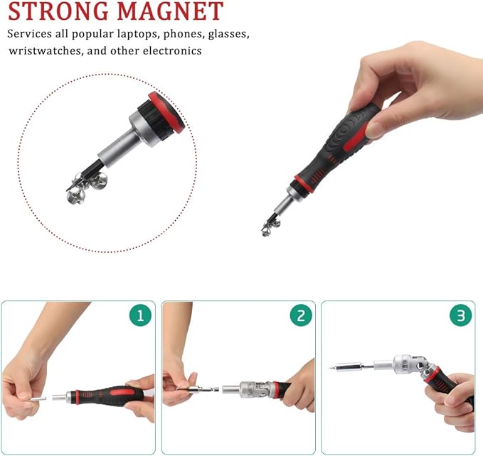 61 in 1 Ratcheting Screwdriver Set, Magnetic Screwdriver Bit Set with Rotatable Ratchet Handles, Sockets & Bits, Household Repair Tool Kits for Computers, Electronic Devices, Furniture