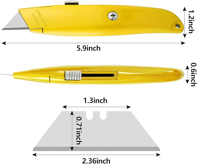 DIYSELF Utility Knife, 20 Pack Heavy Duty Box Cutter Retractable, Box Cutter Knife, Box Opener, Cardboard Cutter, Utility Knives for Garage, Home and Office, Box Cutters for Daily Use (Yellow)