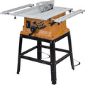Table Saw, MERXENG 10 Inch 15A Multifunctional Saw With Stand & Push Stick, 90° Cross Cut & 0-45° Bevel Cut, 5000RPM, Adjustable Blade Height for Woodworking, Orange