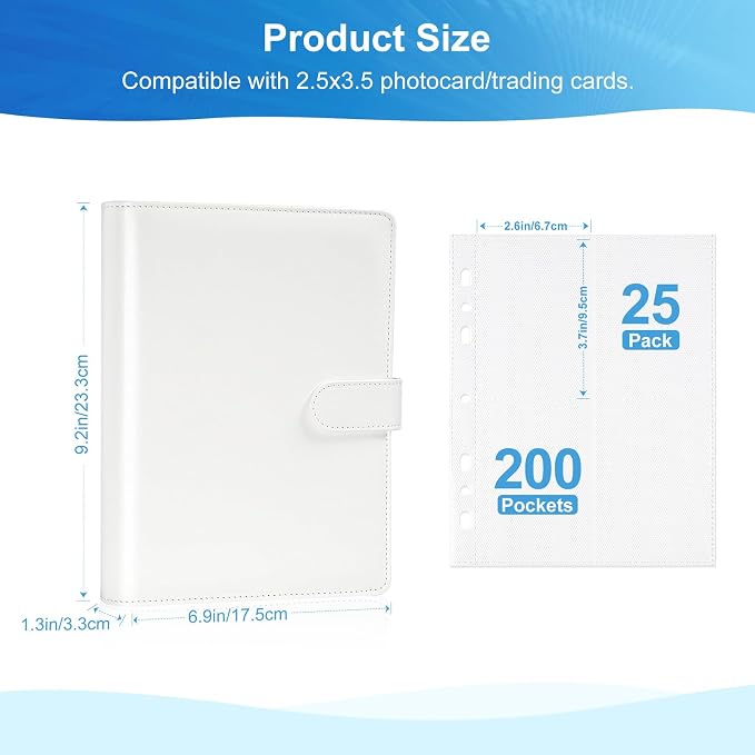 4 Pocket Trading Card Album Holds 200 Cards, 25 Removable Double-Sided Sleeves - Image 5