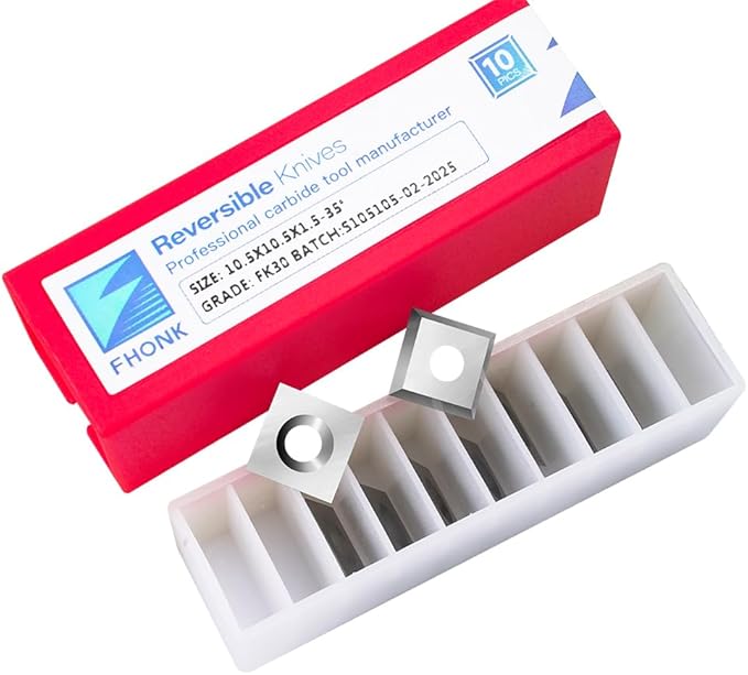 10.5mm Square Straight Carbide Cutters, for Woodturning Replacement Cutter Knives, Fits Spiral, Helical Planer Cutter, Wood Lathe Turning Tool, 10-Piece (10.5x10.5x1.5-35°)