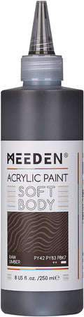MEEDEN Raw Umber Acrylic Paint: Matte Finish 250ml/8.45oz Soft Body Bulk by MEEDEN