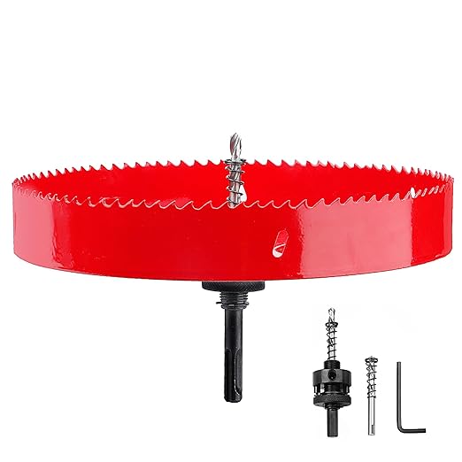 8-1/12 inch / 205mm Hole Saw with 1 Pc SDS Plus Arbor and 1 Pc Hex Shank Arbor,HSS Bi-Metal Hole Drilling Cutter for Wood Boards Plastic and Thin Metal (8-1/12 inch / 205mm)