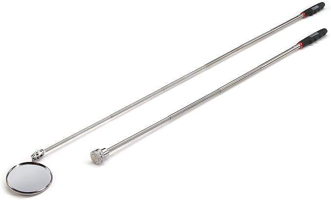Steelman Telescoping Inspection Mirror and Magnetic Retrieval Tool Kit, Swivel Heads, Extendable Ergonomic Handles, Hold Up to 8 Pounds, 4-Piece Set