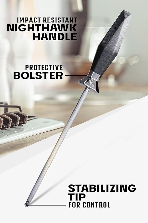 Dalstrong Honing Rod Steel - 9 inch - Shadow Black Series - Black Titanium Nitride Coated - High Carbon 7CR17MOV-X Vacuum Treated Steel - Scratch Free - Kitchen Knife Sharpener Polish - NSF Certified