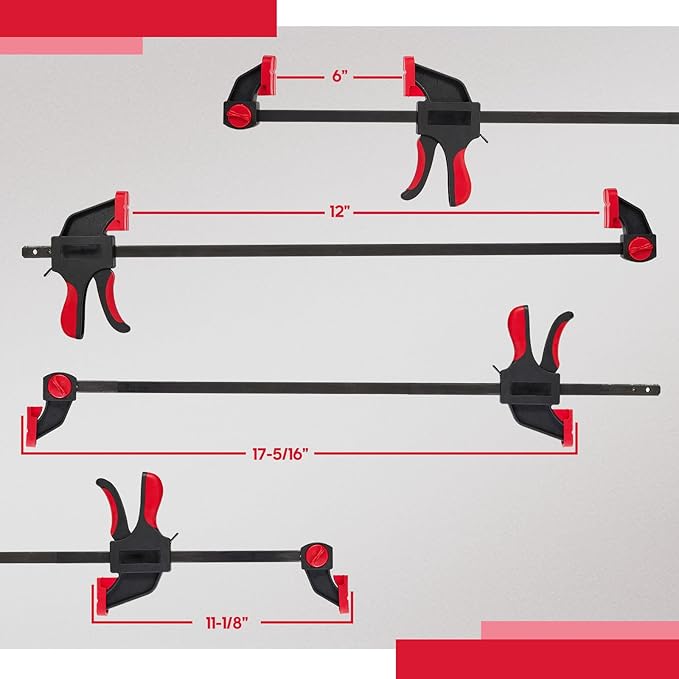 24-inches Bar Clamps for Woodworking 2-Pack, Quick-Release Wood Clamps,150LB Load Limit with Built-in Ruler, for DIY Projects & Cabinet Installation