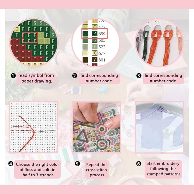 FREEBLOSS 11CT Vector Cottage Stamped Cross Stitch Kits Complete Embroidery Kits - Image 4