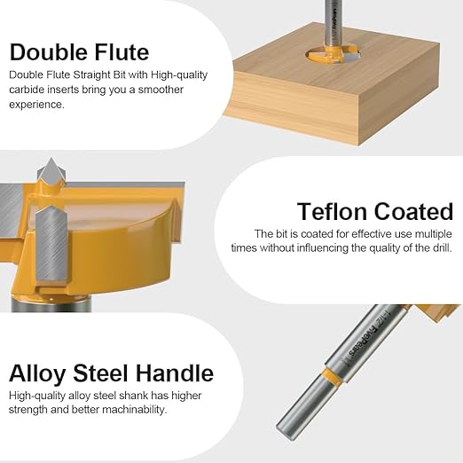 FivePears Forstner Drill Bit 3/8 inch Shank, 1-1/2 inch Cutting Diameter, Carbide Tipped Wood Hole Saw Auger Opener, Hole Opener Hinge Hole Cutter for Woodworking, Plastic, Plywood Products