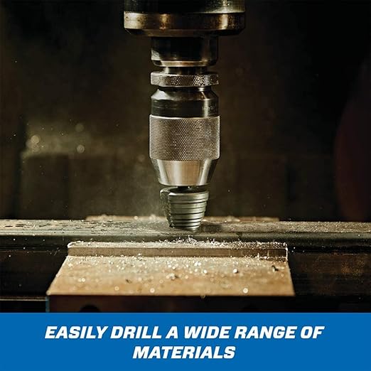 M35 Step Drill Bit for Metal, 3/16 to 7/8, Cobalt Bits, Extra-Heavy Duty for Stainless Steel, Hard Steel, Mild Metal, Aluminum, Wood, Industrial Grade, 12-Steps. Co35A2
