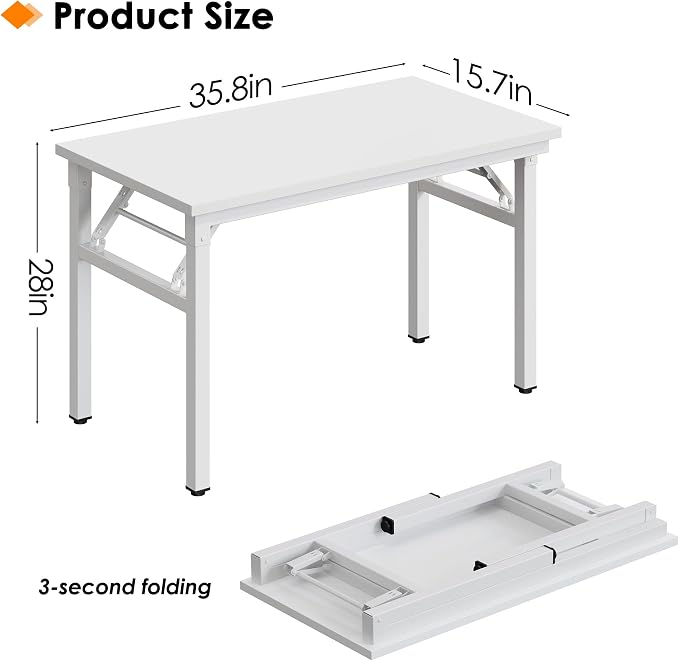 Need Small Folding Computer Desk, 35.8 Inch Writing Table, Sturdy Foldable Desk - Image 3