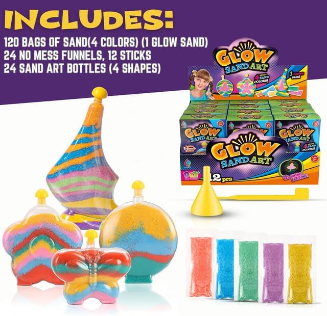 Create Your Own Magic Sand Art Glitter Activity | Glow in the Dark Colored - Image 2