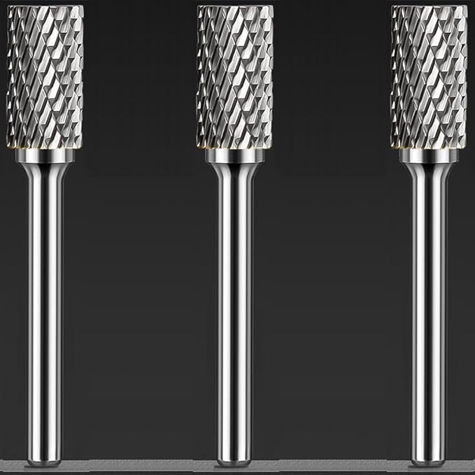 Carbide Burr Set 1/4" Shank SA-3 Die Grinder Bits Tungsten Double Cut Burr Bits (3/8" Cutter Dia X 0.86" Cutter Length) for Die Grinder Kits Metal Grinding Drilling Polishing (3pcs)